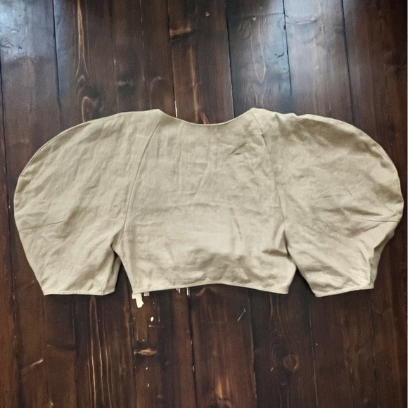 Mara Hoffman Raya Hemp Tie Front Crop Blouse Light Brown Tan Size 10, NWOT - Picture 2 of 4